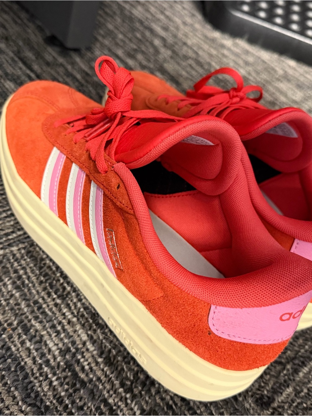 adidas Women's Red & Pink Platform Suede Sneakers